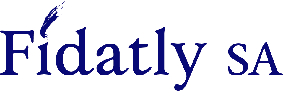 Fidatly SA, logo con nuova palette blu notte e swoosh