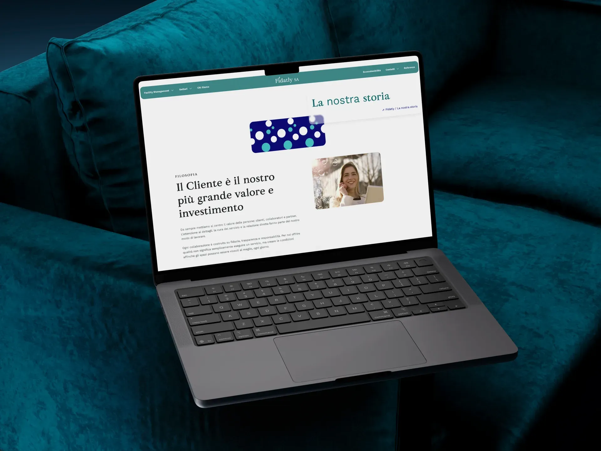 Fidatly SA, pagina La nostra storia con sezione filosofia aziendale
