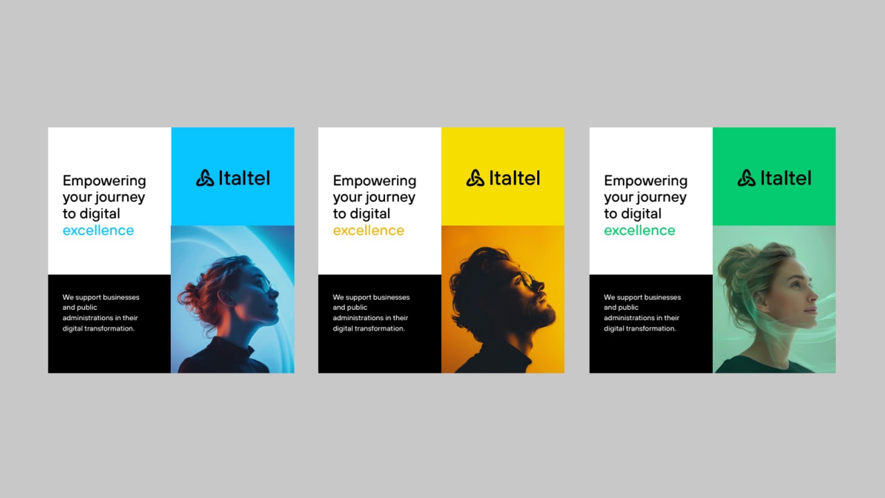 Italtel, dettaglio di corporate identity applicata
