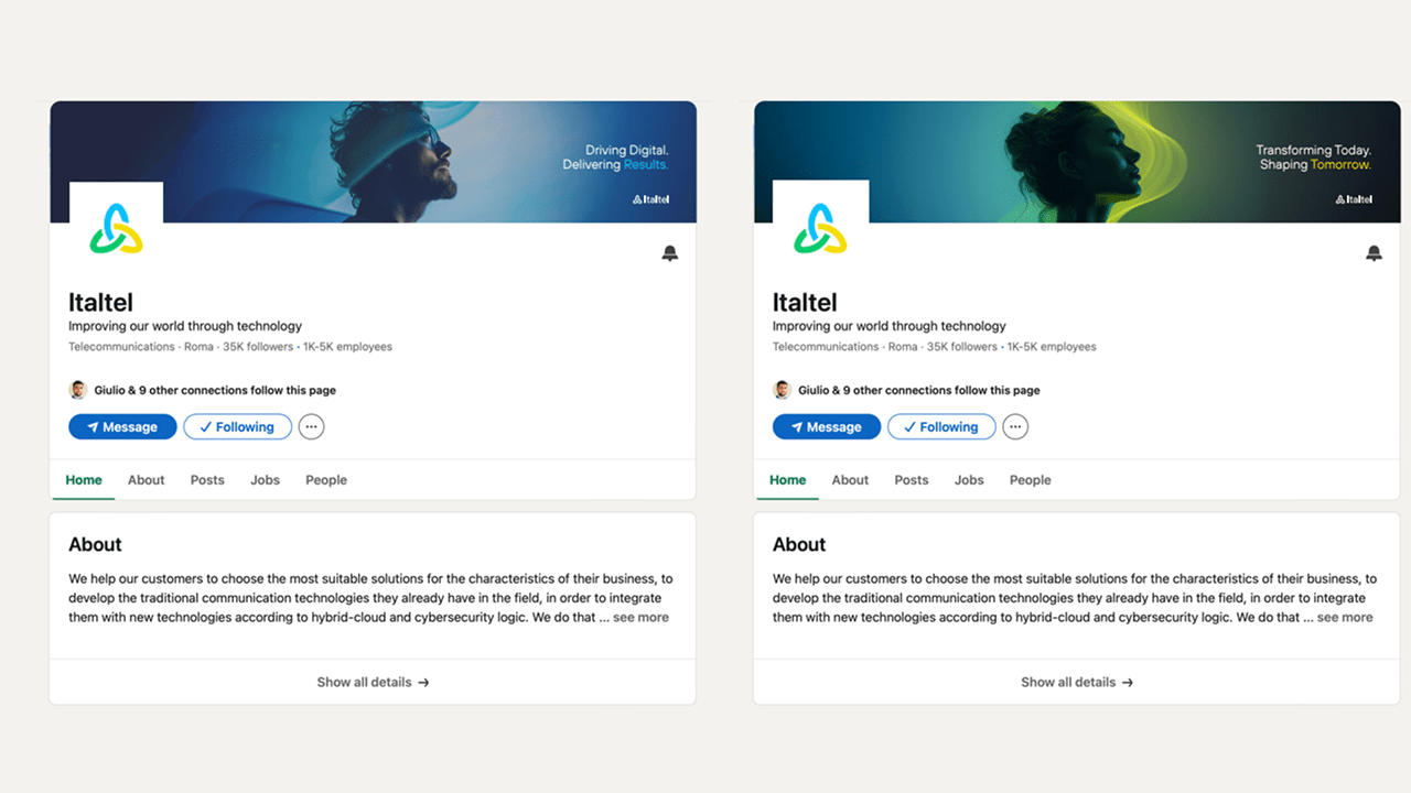 Italtel, applicazione del brand su materiali corporate
