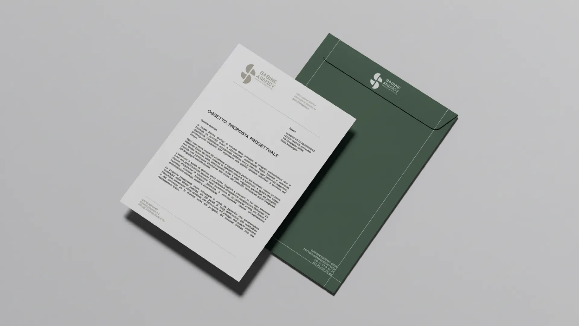 Studio Sabine Andrey, seconda composizione stationery con materiali corporate coordinati