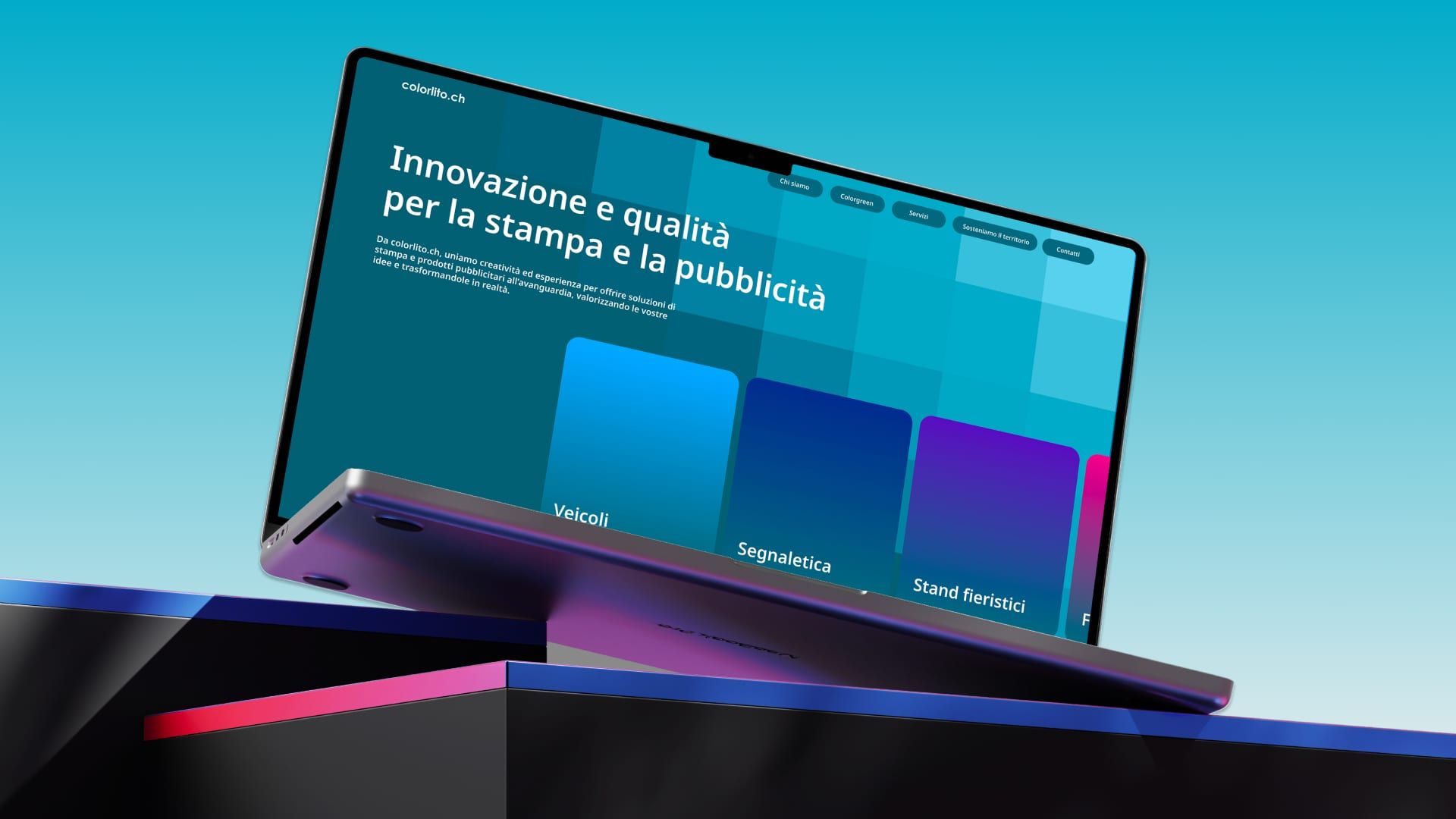 Colorlito, homepage del sito con servizi e hero aziendale