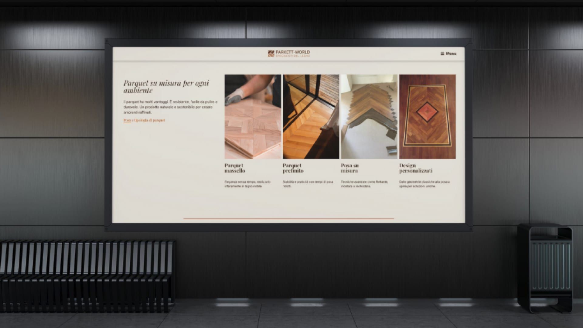 Parkett World, pagina catalogo con filtro per tipologia di legno