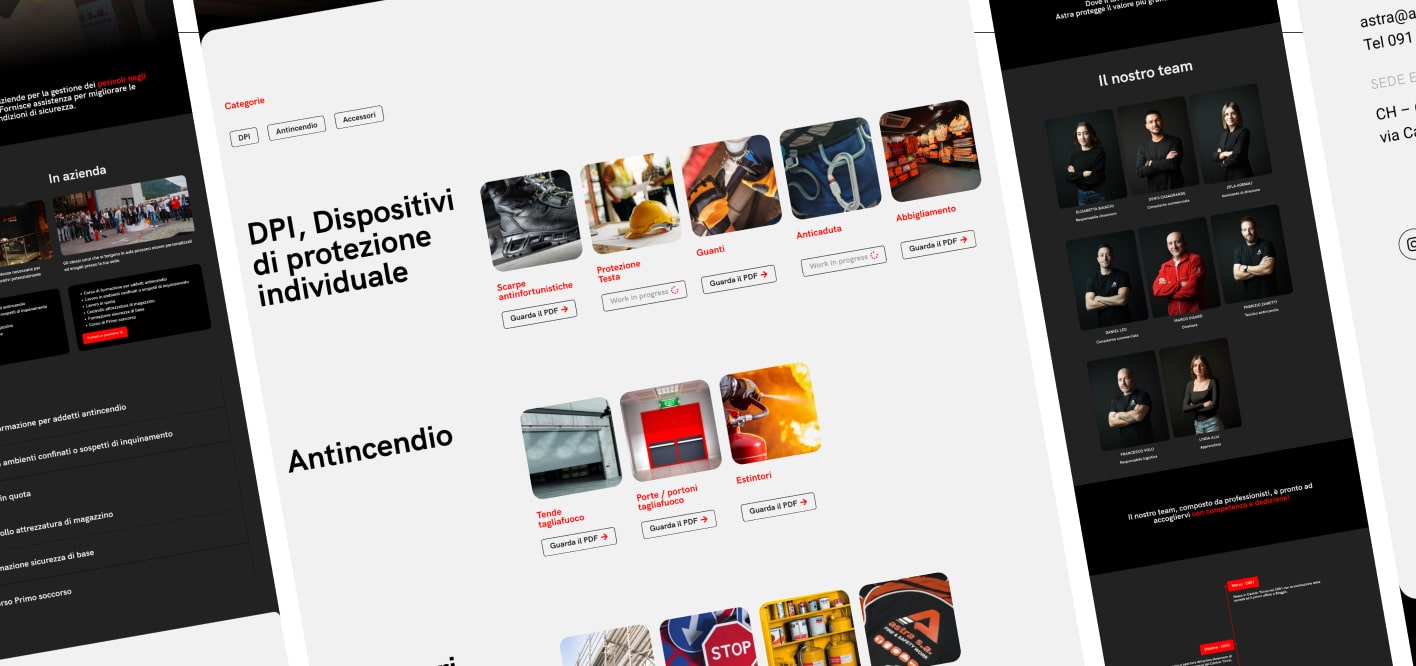 Astra SA, homepage del nuovo sito con catalogo e lead capture